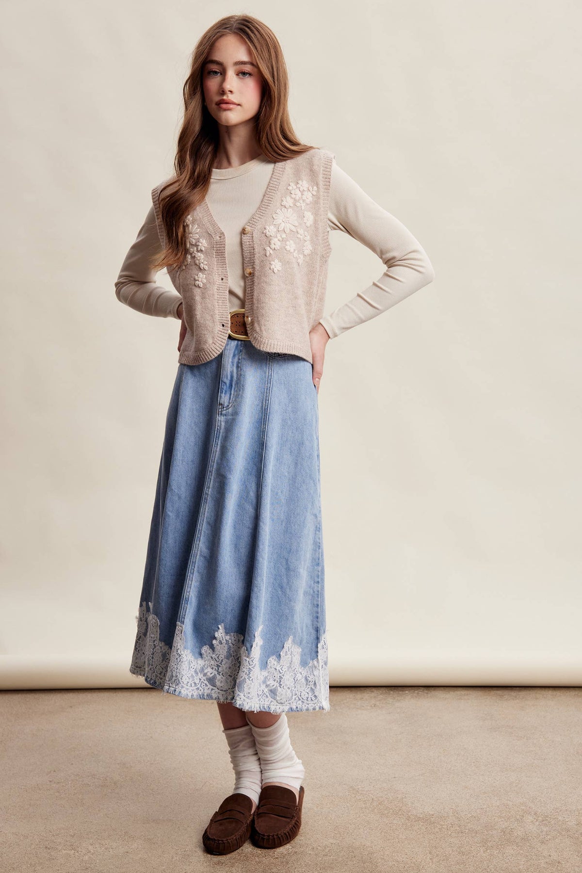 Floral Embroidered Knit Vest LSW1110