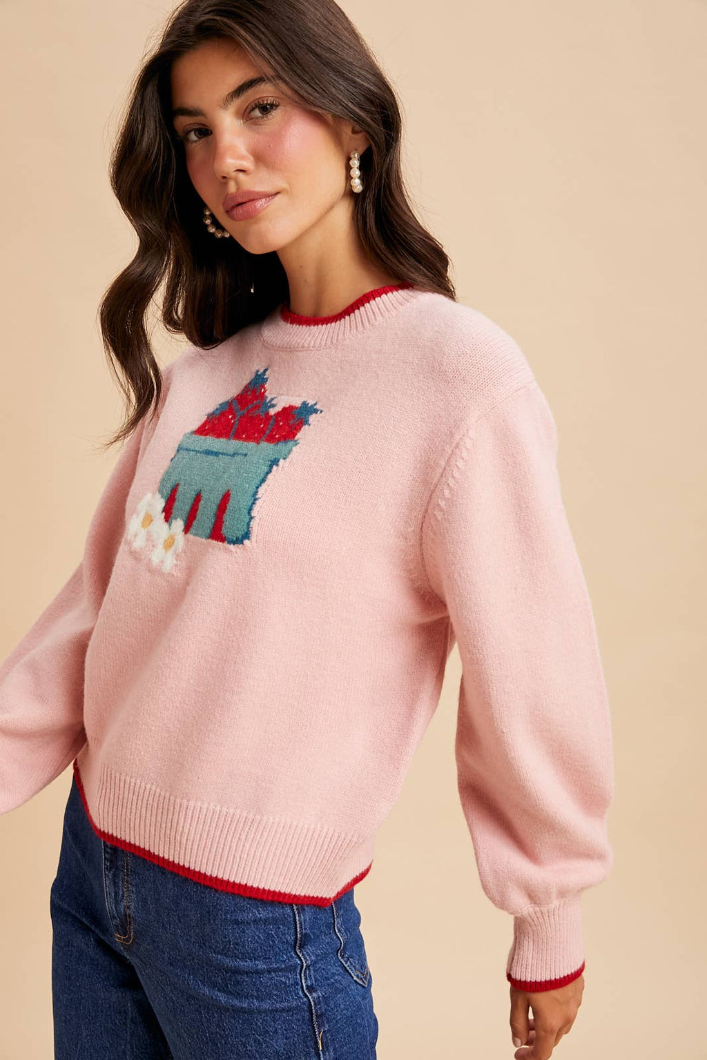 STRAWBERRY CARTON KNITTED PULLOVER