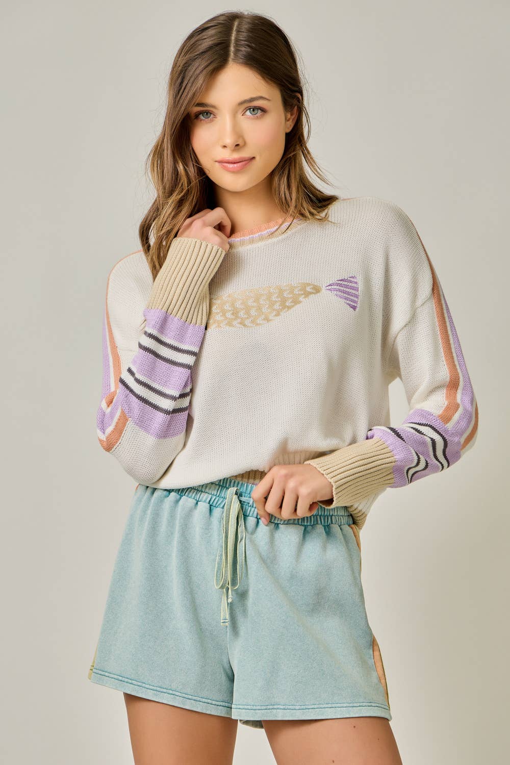 61359 Color Block Pullover Sweater
