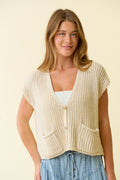 CHUNKY STITCH SWEATER W/ PATCH POCKET VEST - 45684T