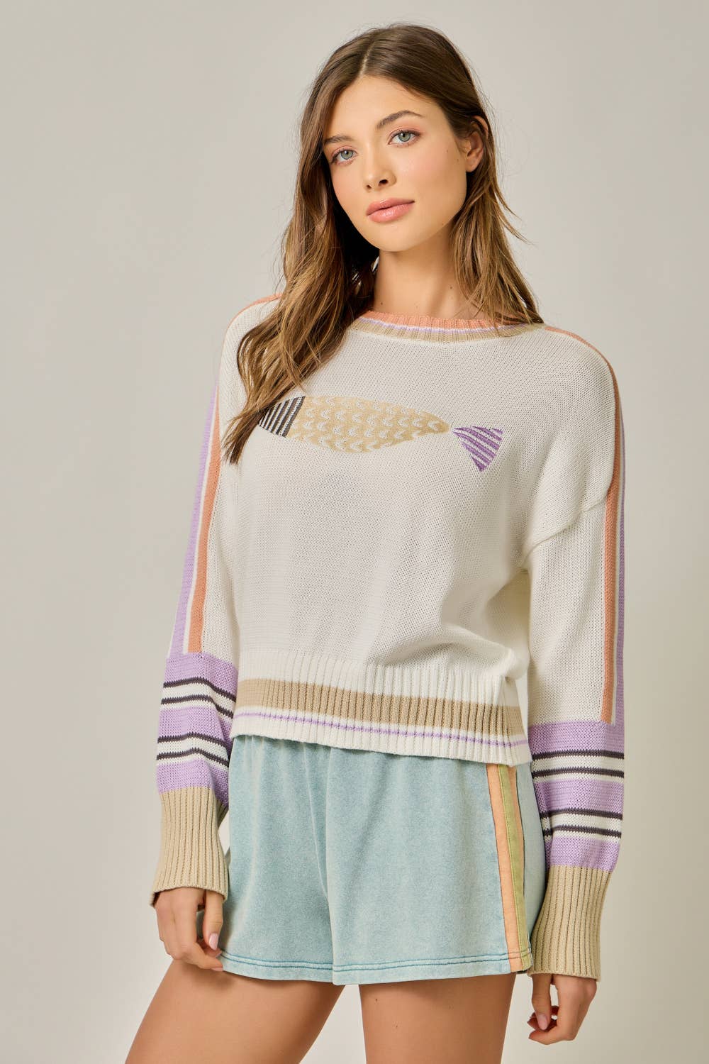 61359 Color Block Pullover Sweater
