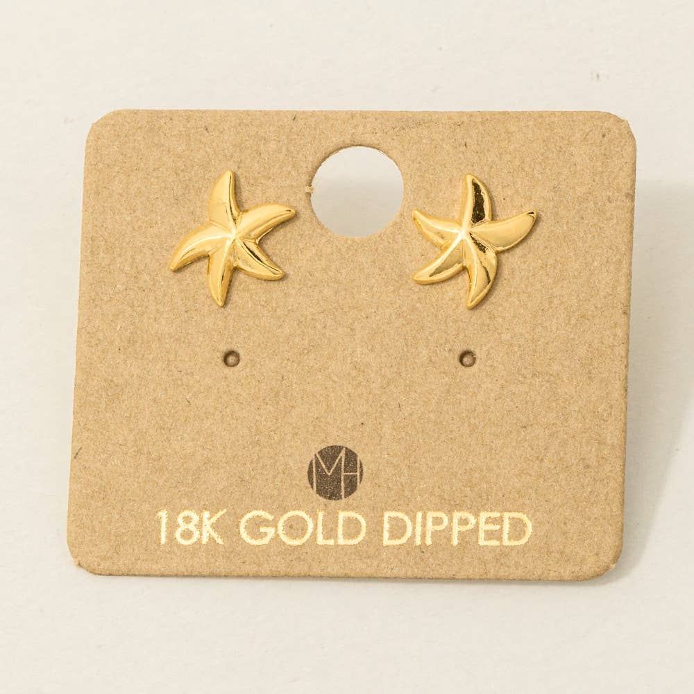 Gold Dipped Dainty Starfish Stud Earrings