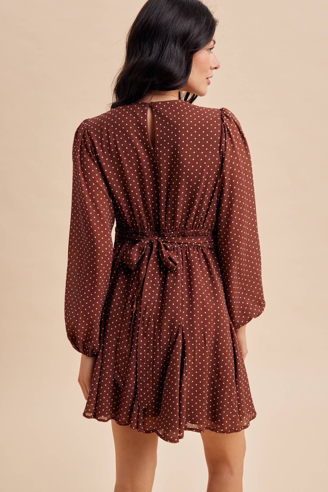 POLKA DOT FLARED MINI DRESS