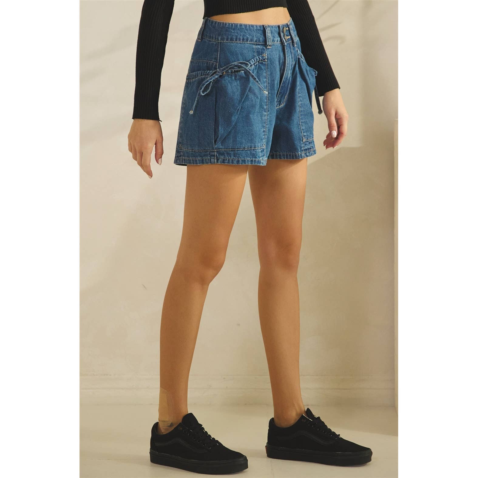 Denim Shorts with Pocket Detail