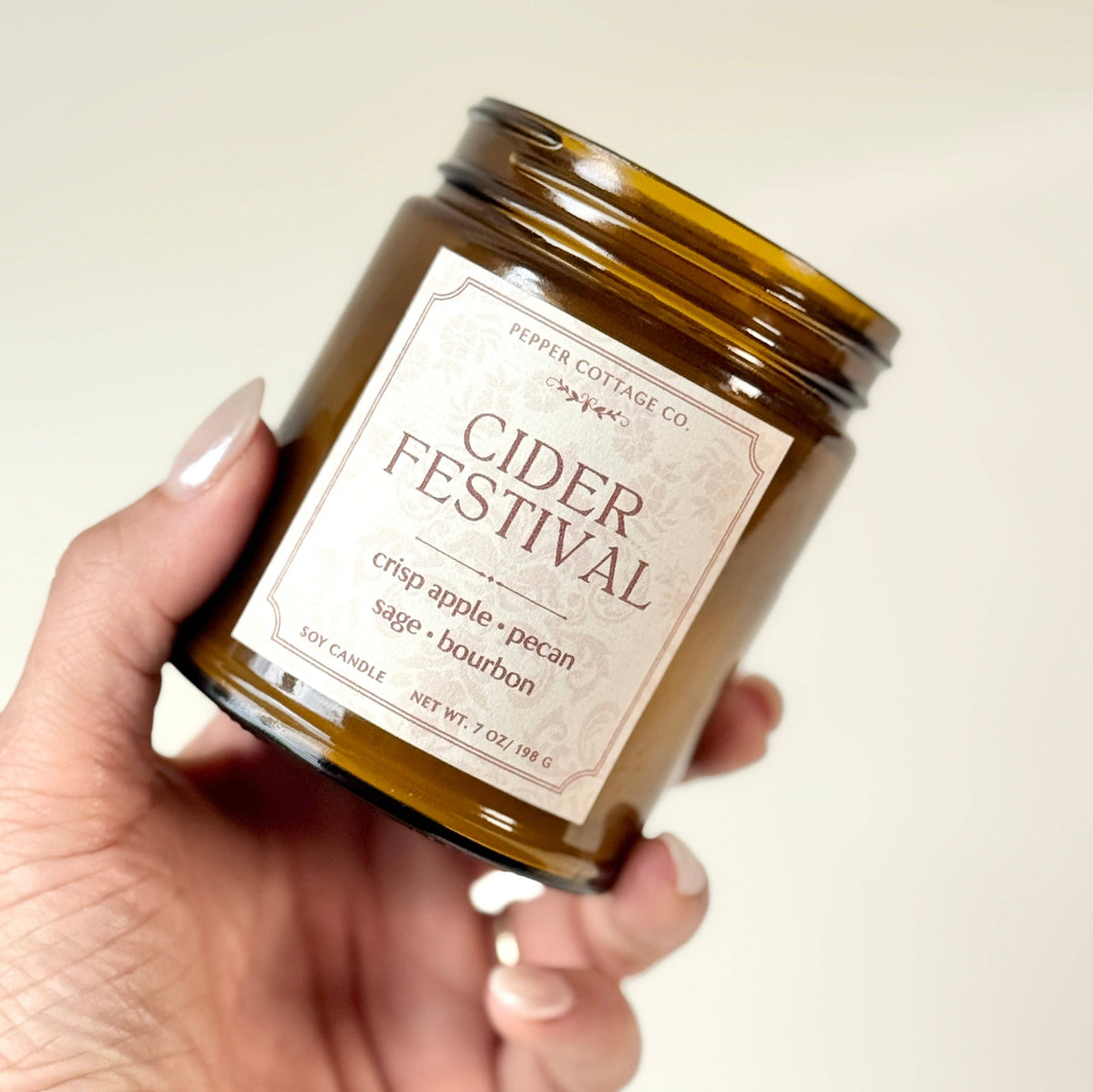 Cider Festival - Apple, Pecan, Bourbon, Sage 7 oz Soy Fall Candle