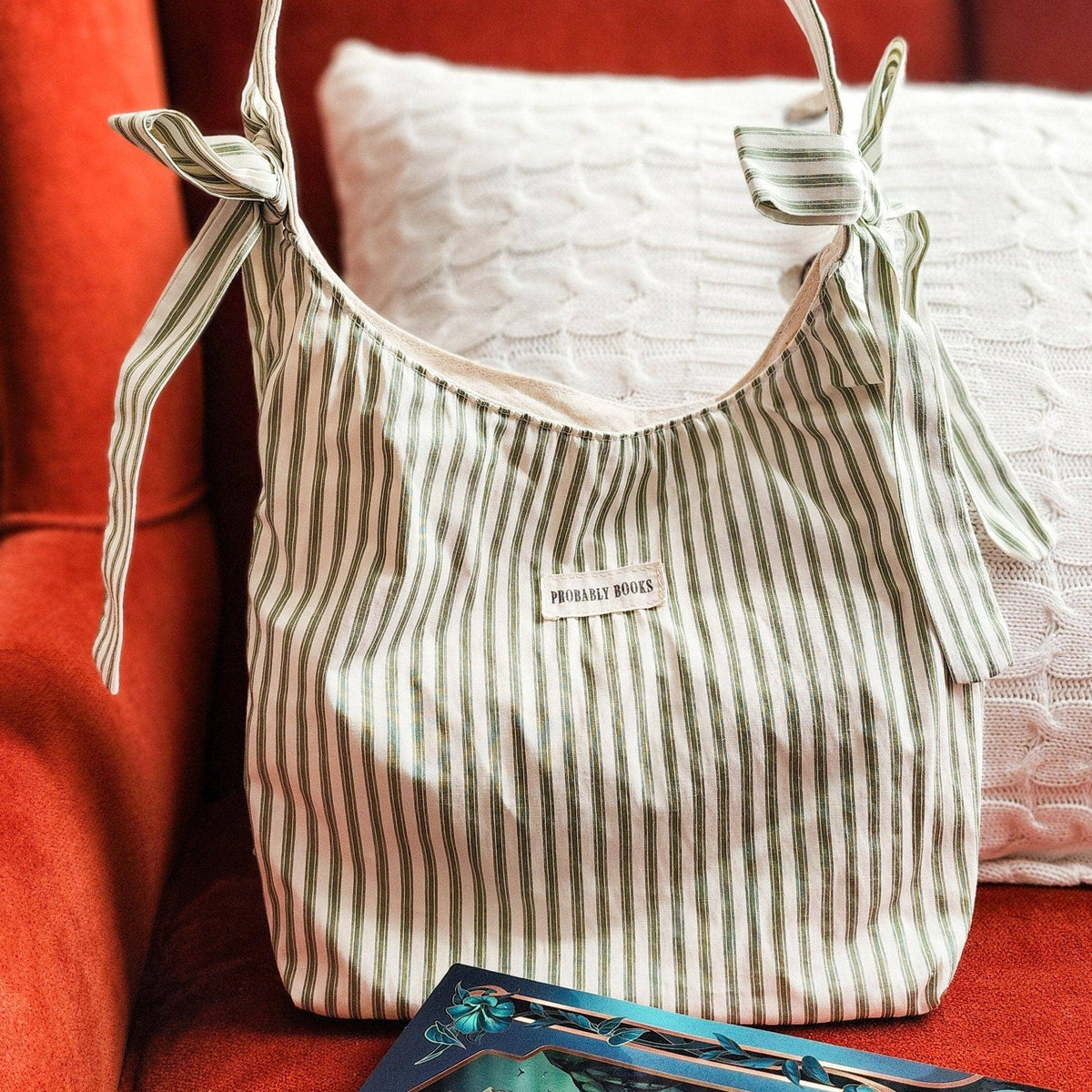 Probably Books Striped Cotton Tote Bag