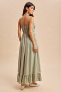 CONTRAST LACE COTTON MAXI DRESS