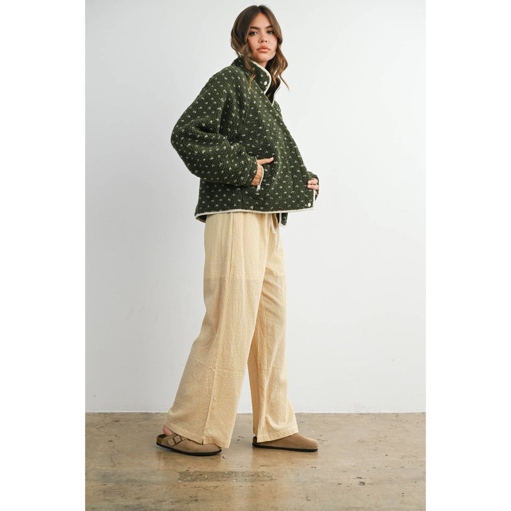 The Fern Dot Sherpa Fleece Snap Jacket-BMJ7831