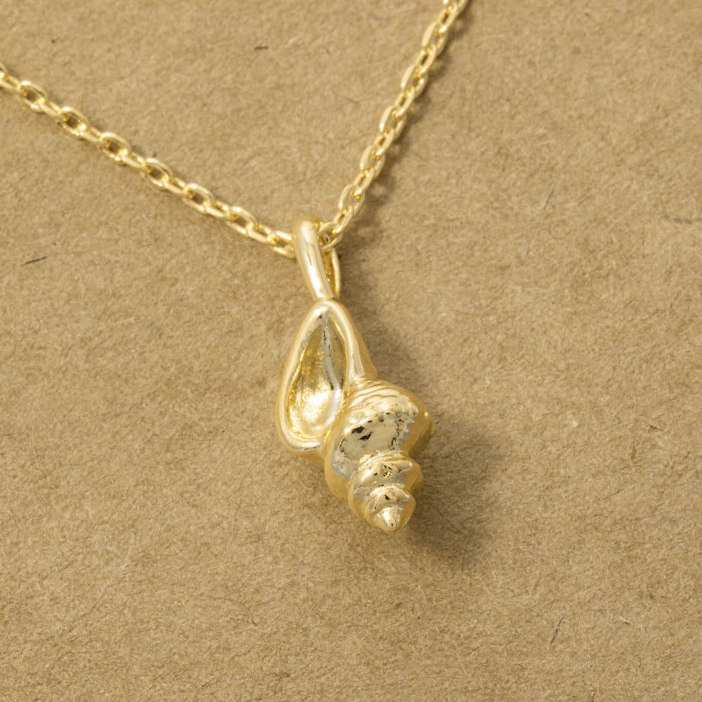 18K Gold Dipped Spiral Shell Pendant Necklace