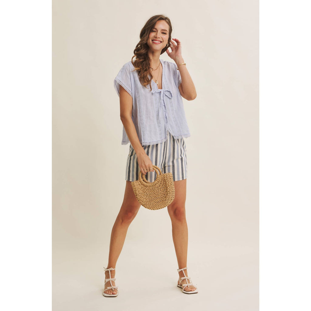 LACE WANDERLUST RELAXED BUTTON-DOWN BLOUSE WITH DOLMAN SLVS
