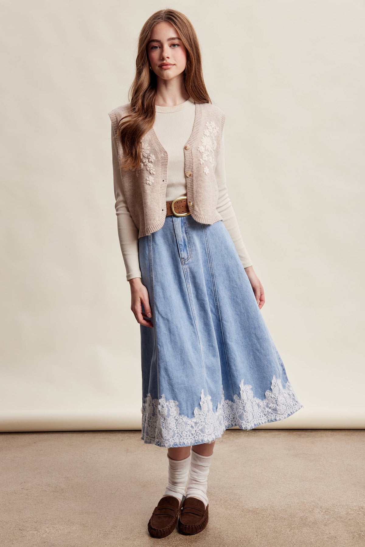 Floral Embroidered Knit Vest LSW1110