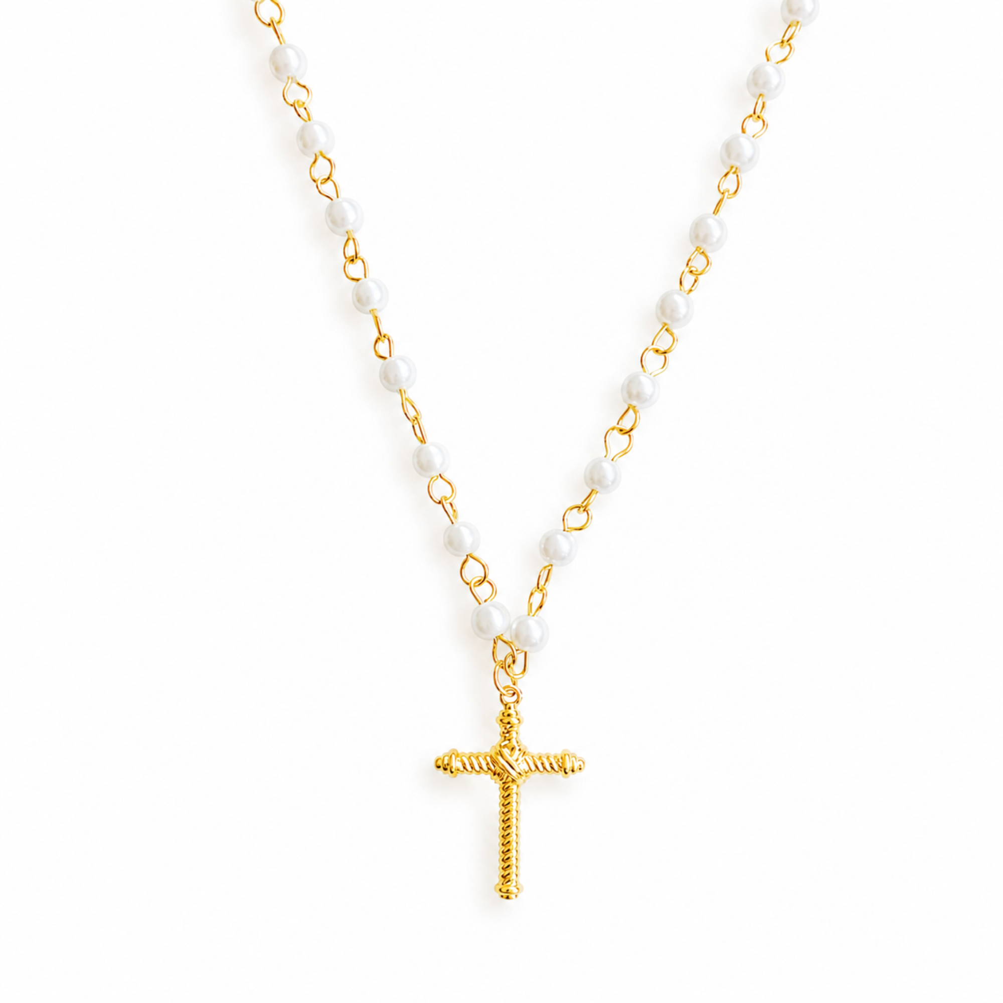 Cabled Cross Pendant Necklace