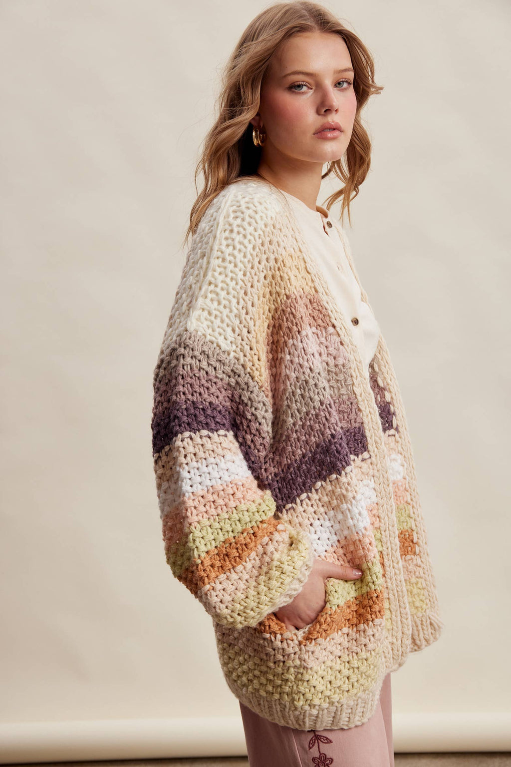 Rainbow Hand-Crochet Open Cardigan LSW0620
