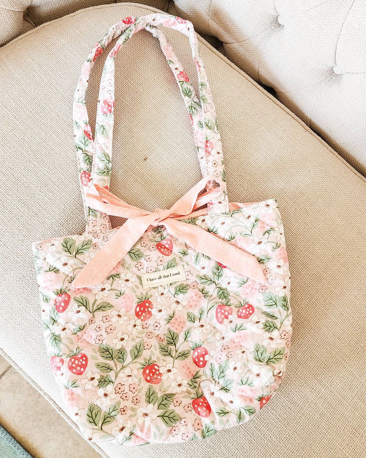 I Have All That I Need Cotton Quilted Tote Bag
