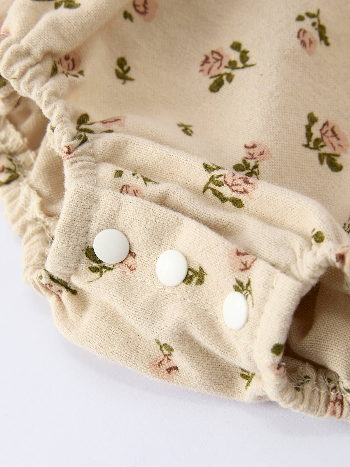 Baby Girl Long Sleeve Apricot Floral Romper with Heart Collar