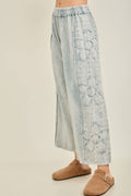 Mineral Washed Eyelet Flower patch Wide leg pants HP6459P1