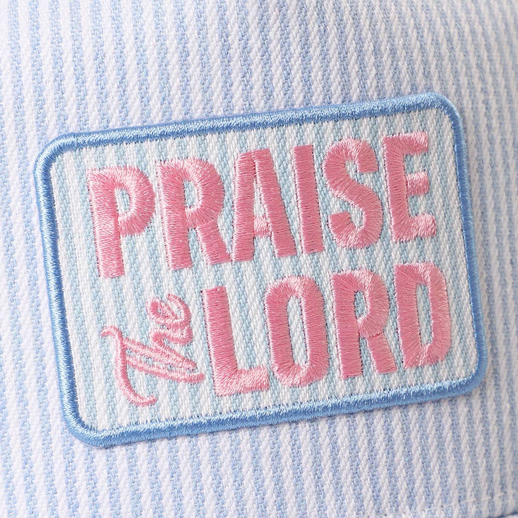 PRAISE THE LORD Embroidered Patch Seersucker Baseball Cap