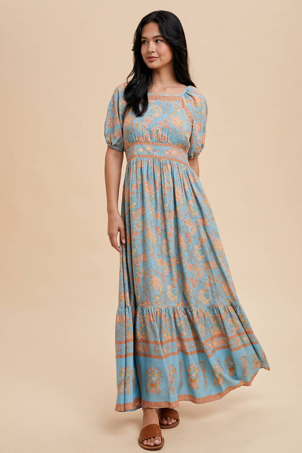 BORDER PRINT MAXI DRESS