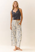 Floral Printed Cropped Straight-leg Pant