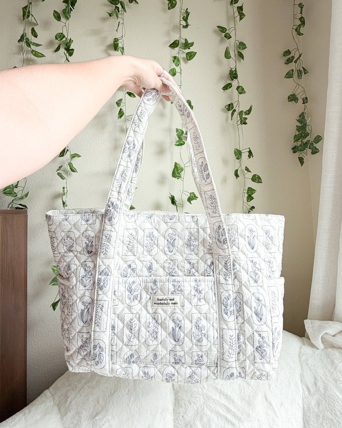 Fearfully and Wonderfully Made Cotton Quilted Tote Bag