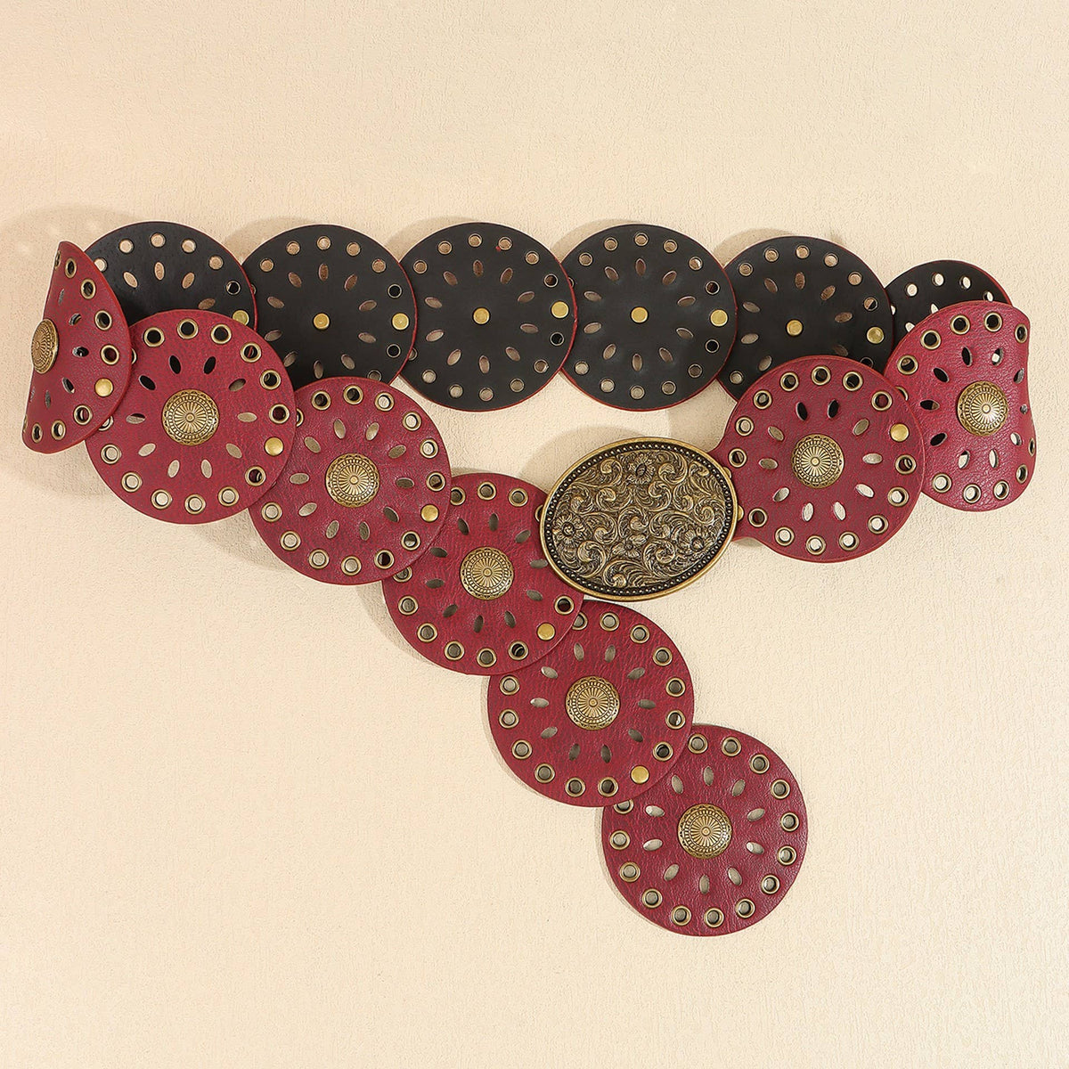 Studded Oval Disc Snap Y Shape Punk Belt | 40BT658