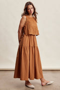 Embroidered Lace Vest & Sleeveless Midi Dress Set LD1651