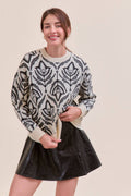 FLORAL PATTERN KNIT SWEATER MSW11095