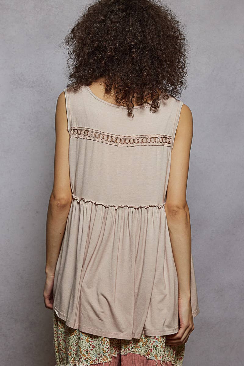 Sleeveless Loose Fit V-Neck Babydoll Casual Knit Top