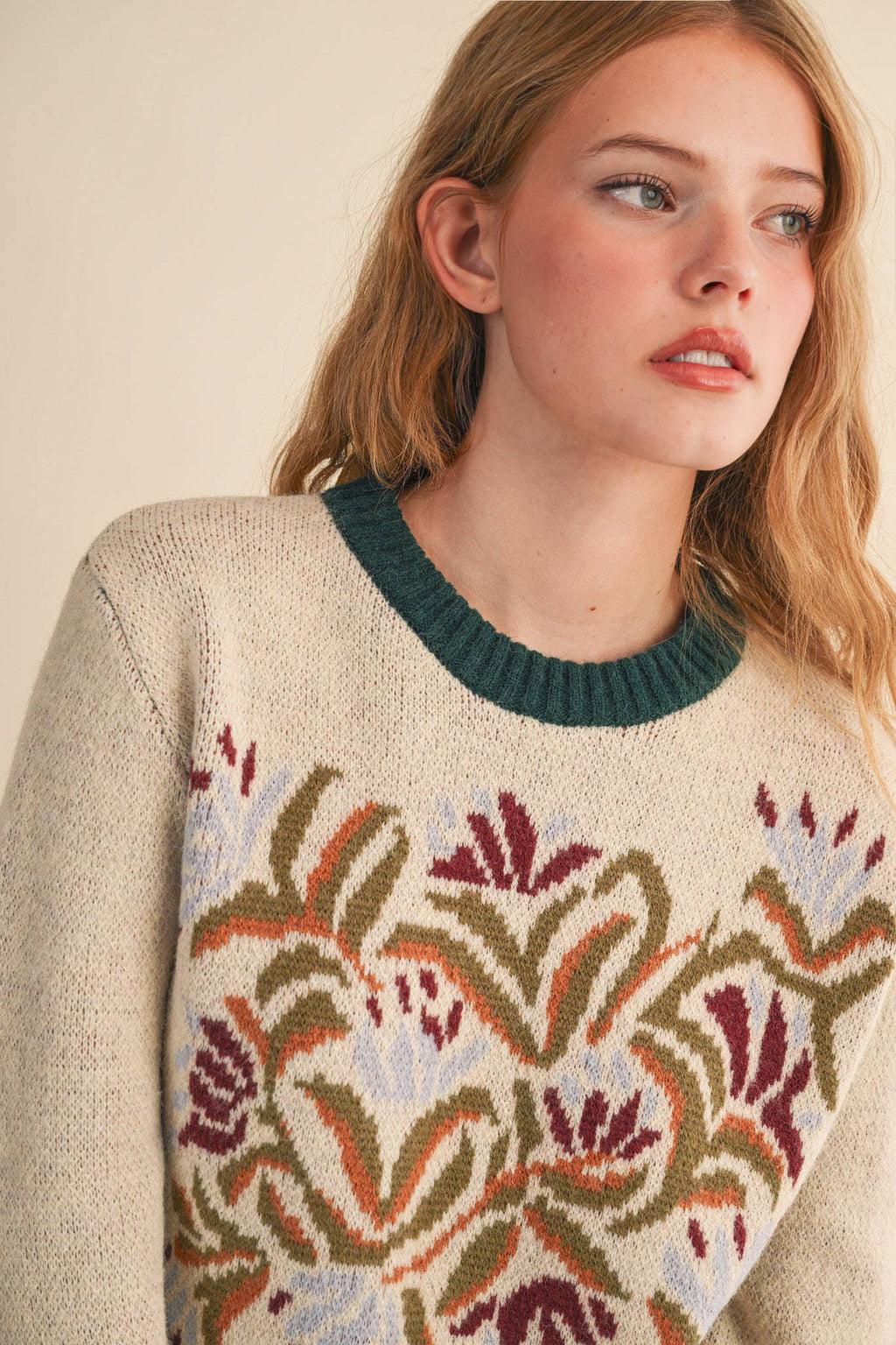 FLORAL KNIT SWEATER MSW11218