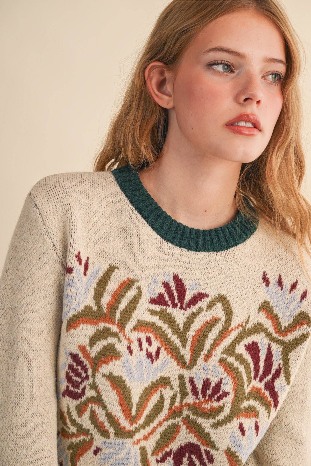 FLORAL KNIT SWEATER MSW11218