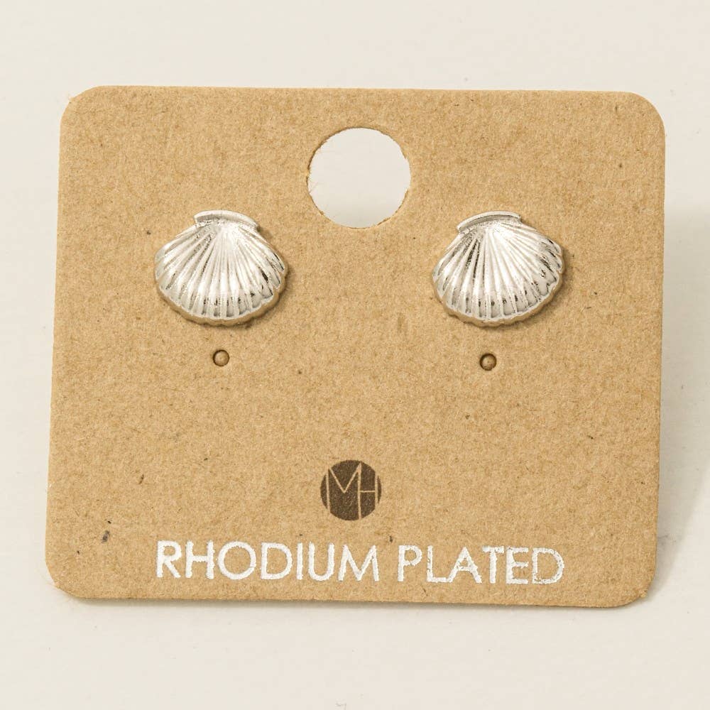 Gold Dipped Clam Shell Stud Earrings