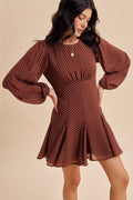 POLKA DOT FLARED MINI DRESS