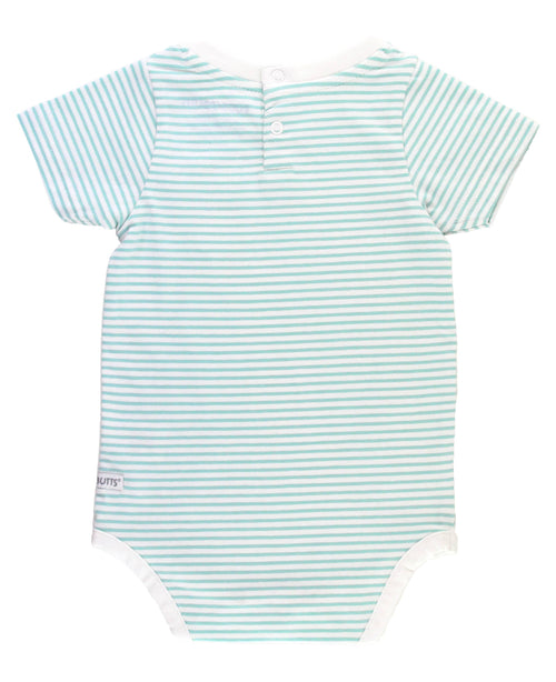 Baby Boys Vintage Aqua Stripe Short Sleeve Pocket Bodysuit
