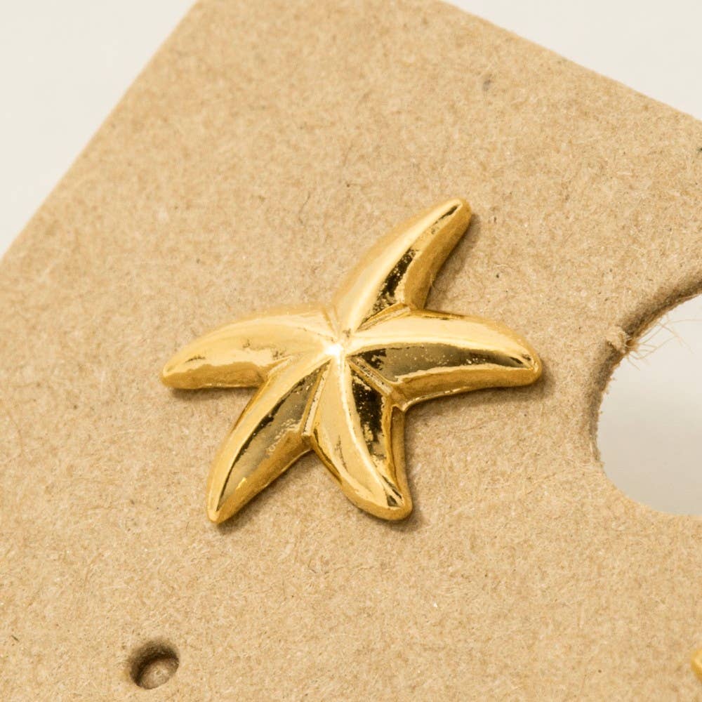 Gold Dipped Dainty Starfish Stud Earrings