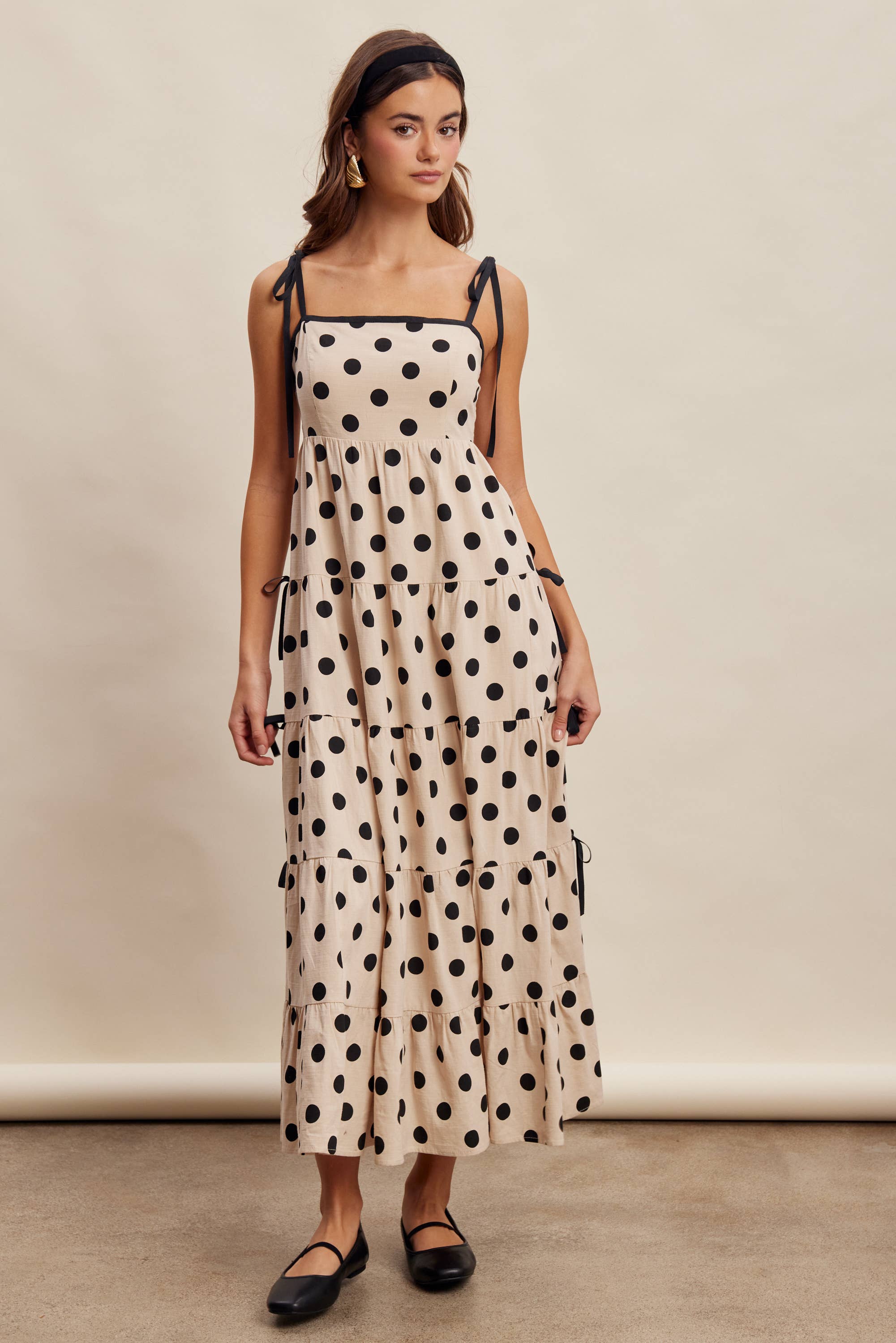 Polka Dot Tiered Maxi Dress LD1634