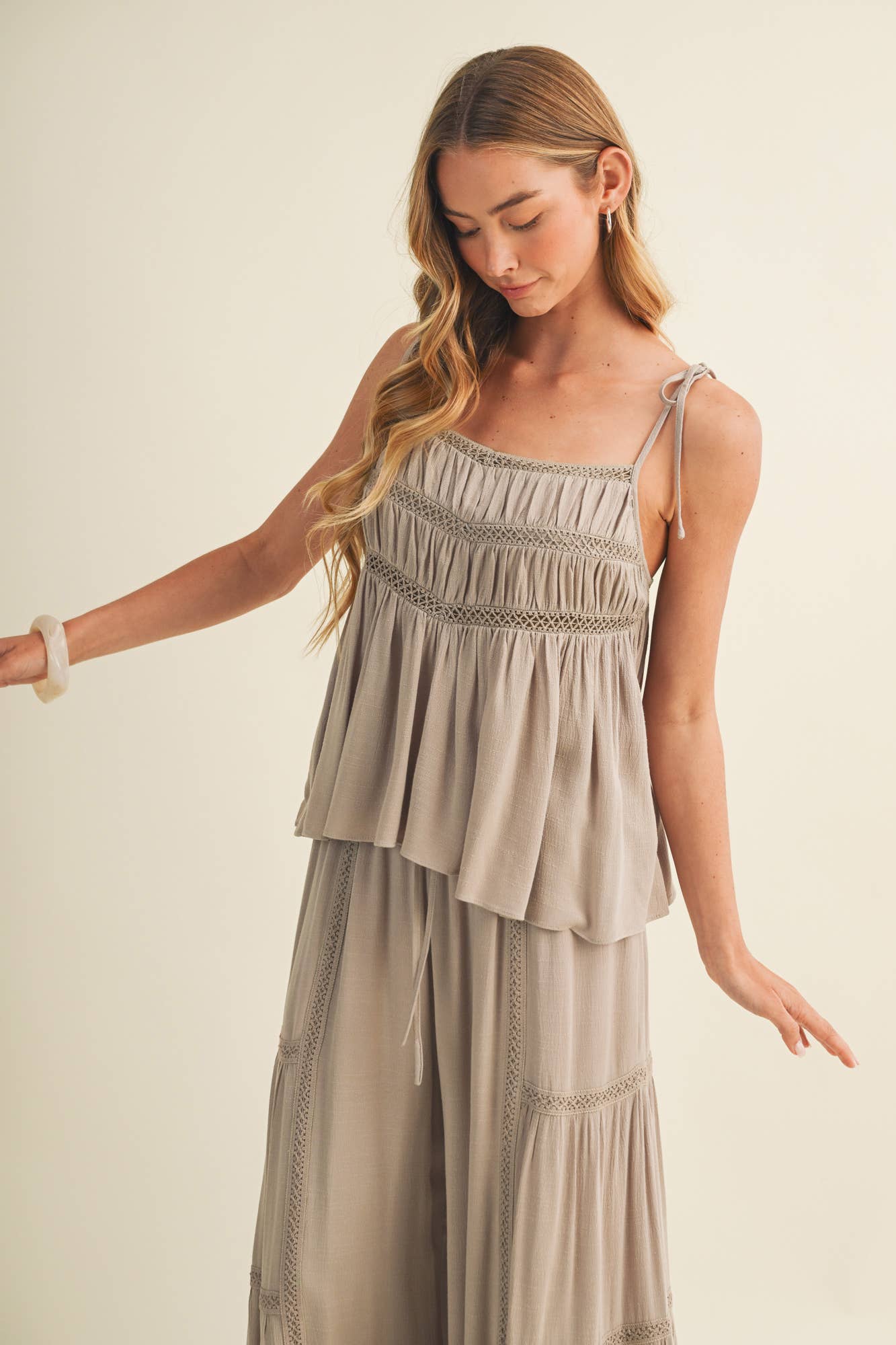 Square-Neck Smocked Bodice Top