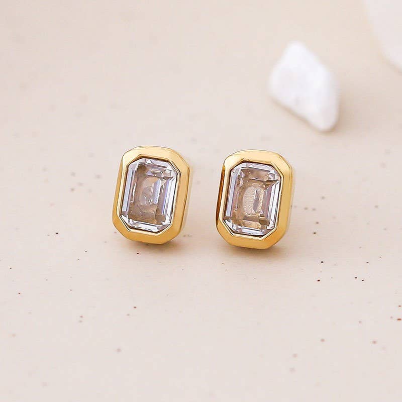 18K STAINLESS STEEL TARNISH FREE CRYSTAL EARRINGS | 40E472