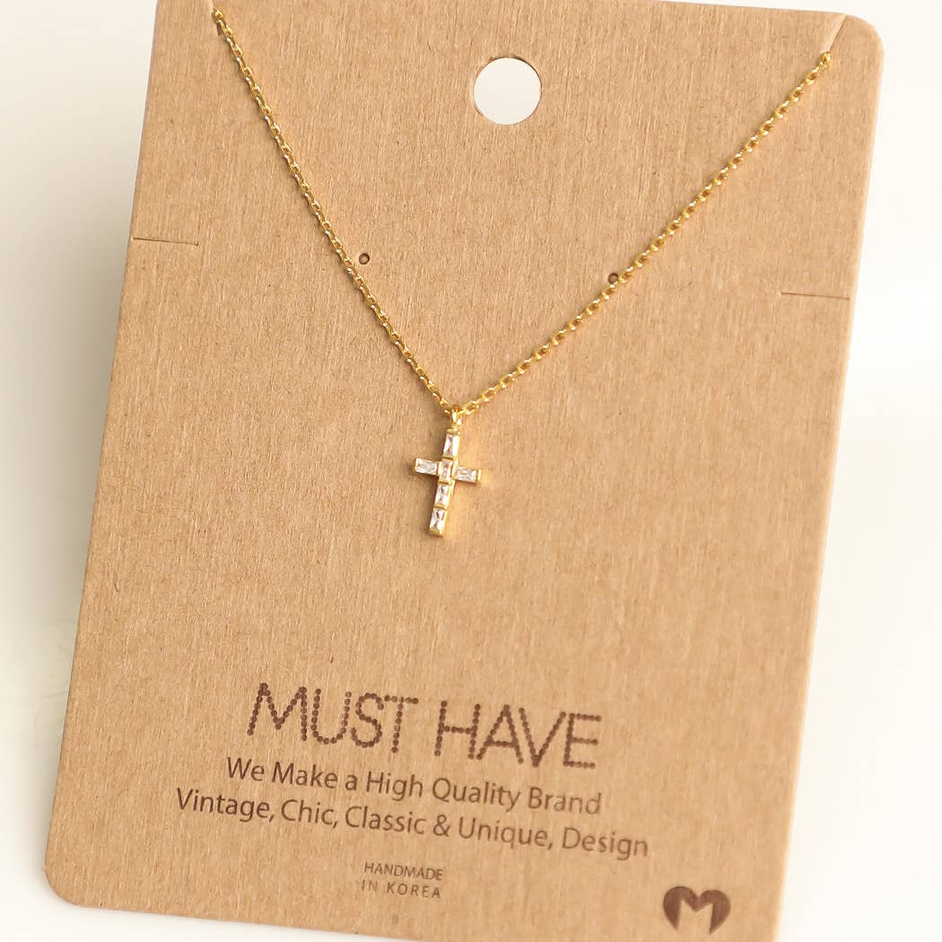 Mini Studded Cross Pendant Necklace