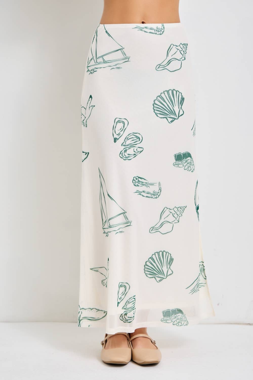 SEA LIFE PRINT MIDI SKIRT
