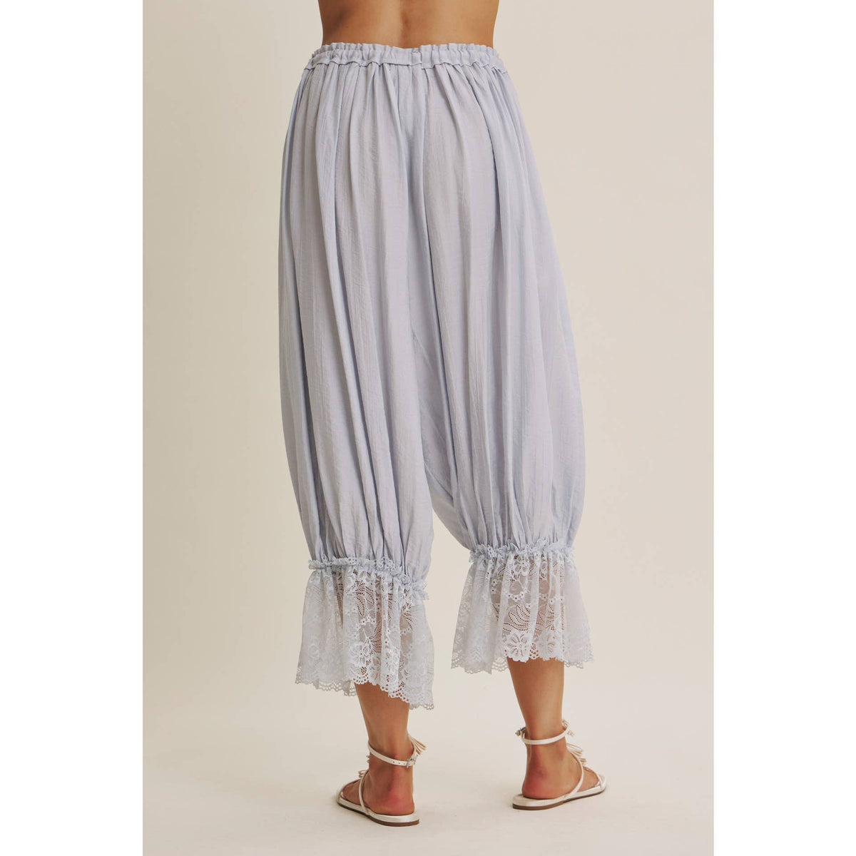 COTTAGE GARDEN CRINKLED LACE HEM LIGHTWEIGHT BLOOMPER PANTS
