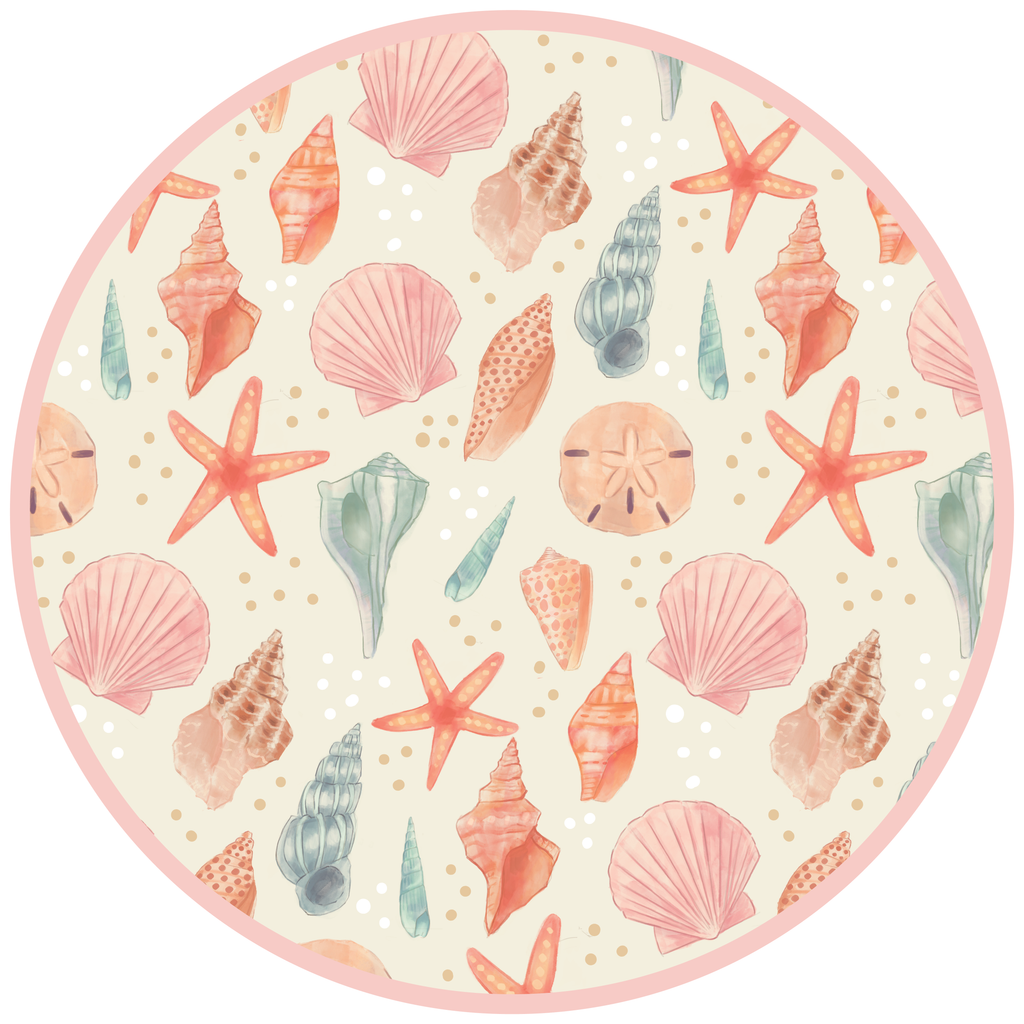 Sandy Seashells Pink Reversible Beach Baby Bucket Hat