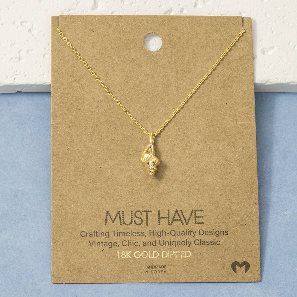 18K Gold Dipped Spiral Shell Pendant Necklace