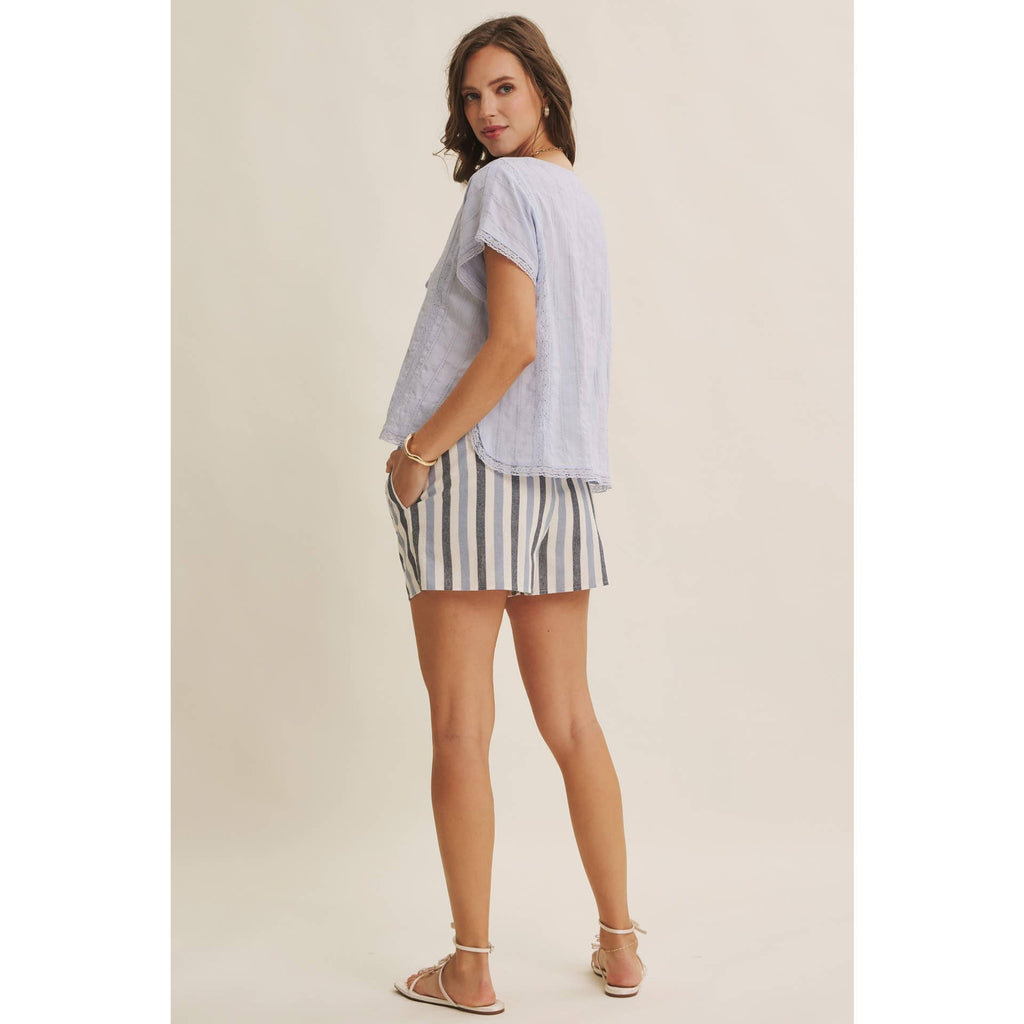 LACE WANDERLUST RELAXED BUTTON-DOWN BLOUSE WITH DOLMAN SLVS