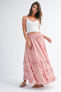 7150HK Floral Ruffle Maxi Skirt