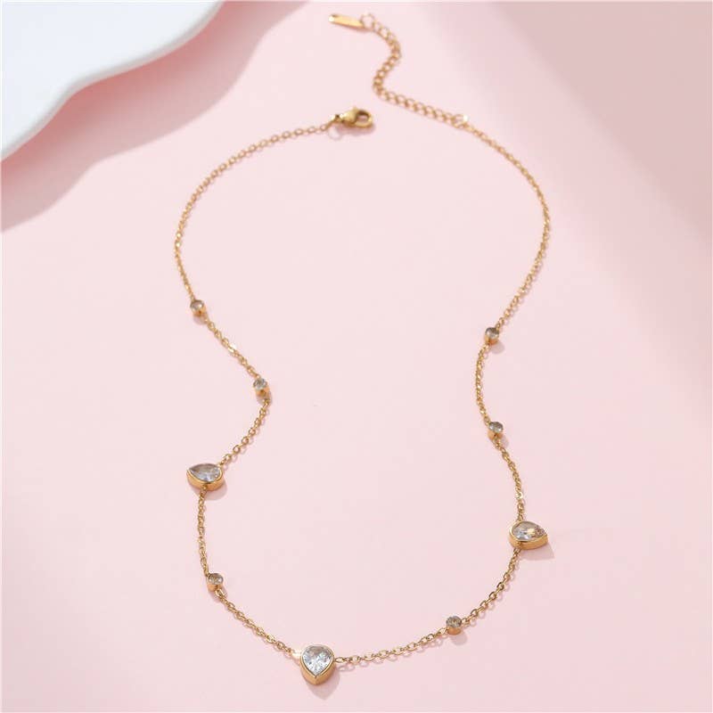 18K STAINLESS STEEL TARNISH FREE CZ NECKLACE | 40NK9693