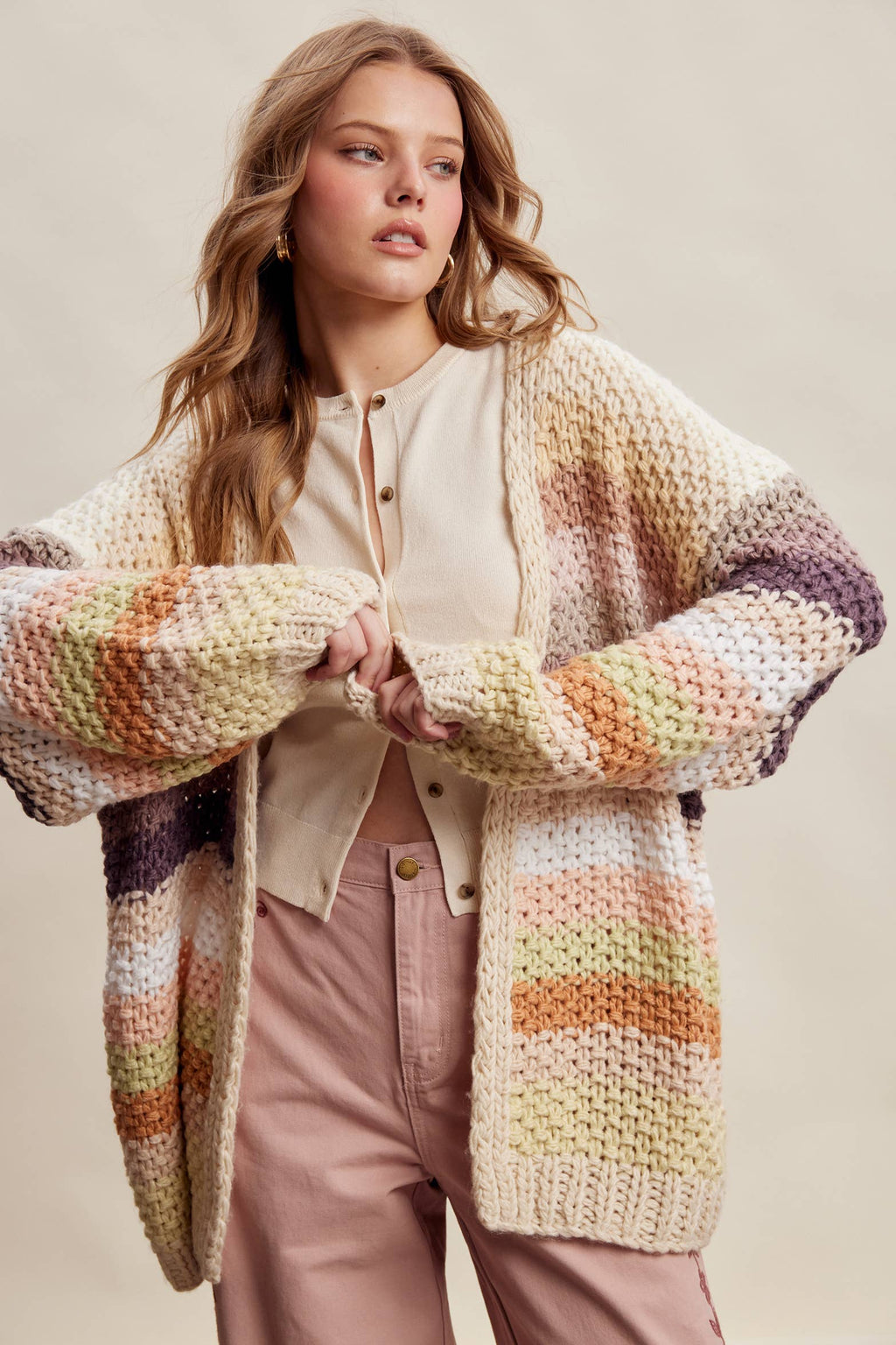 Rainbow Hand-Crochet Open Cardigan LSW0620