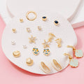 10 Pair Mixed Sea Life Stud Earrings Set