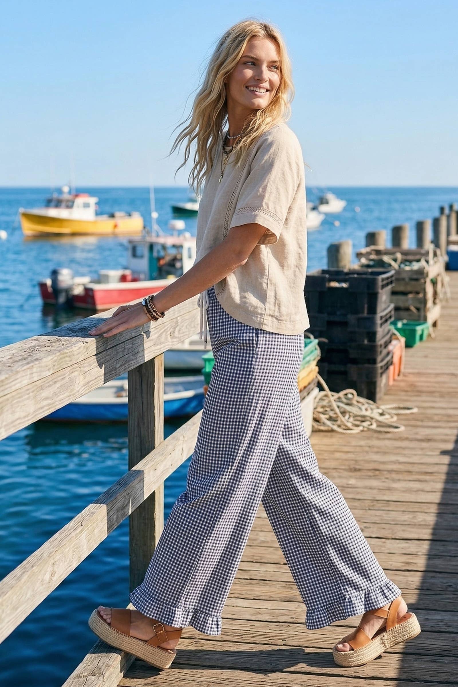 Checkered Gingham Fully Lined Pants