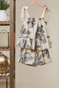 Floral Print Tie-Shoulder Tiered Top
