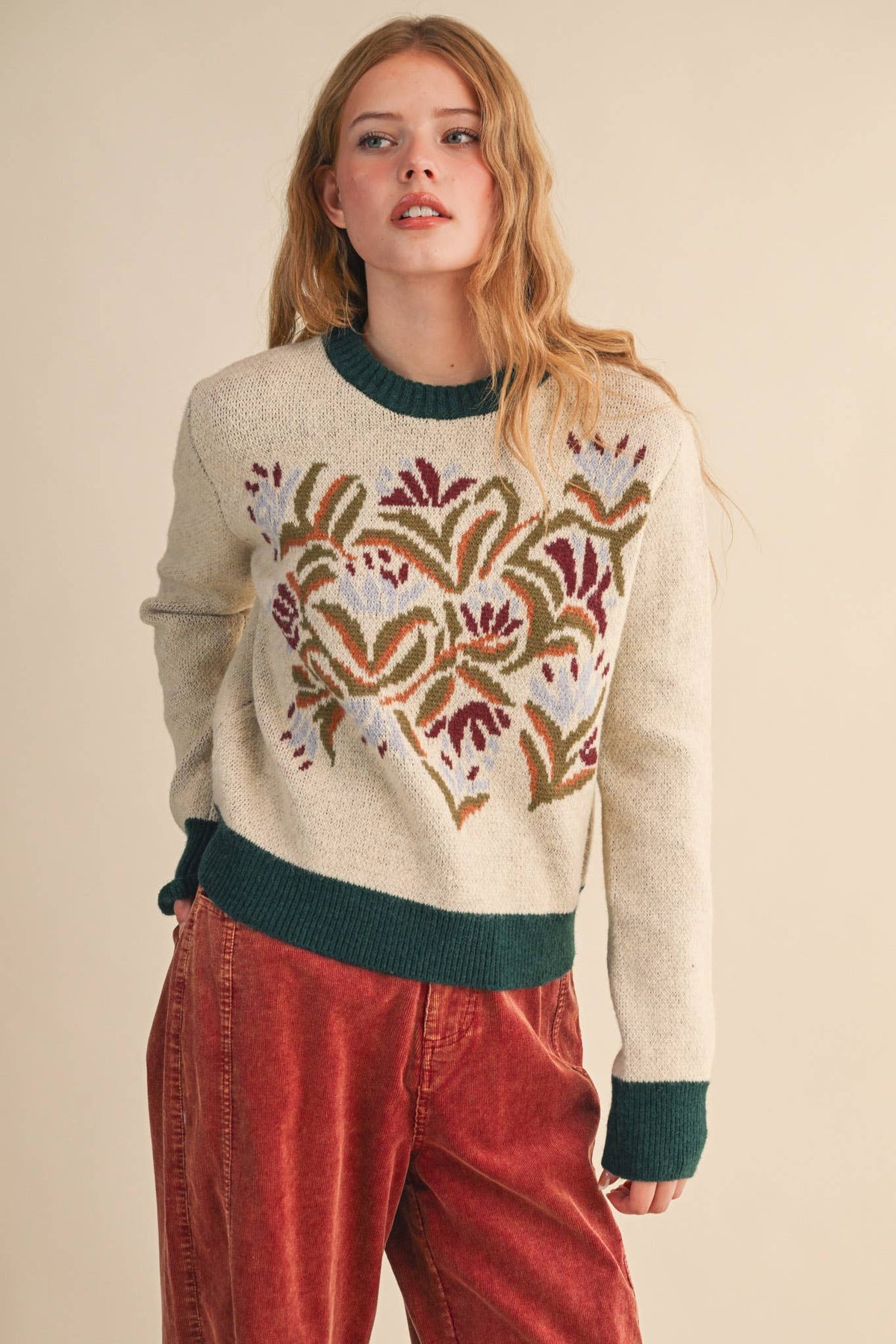 FLORAL KNIT SWEATER MSW11218